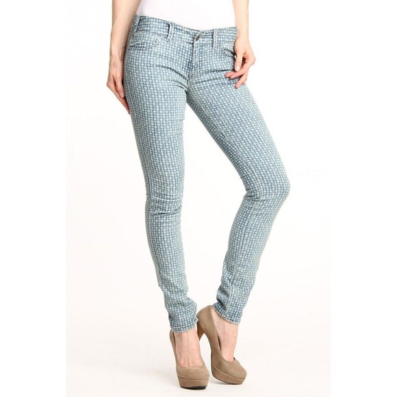 Free People Denim - FREE PEOPLE Skinny Low Rise Women's Jeans Size 26 Stretch Diamond Pattern Denim